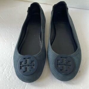 Tory Burch Suede Ballet Flats Size 7.5 teal